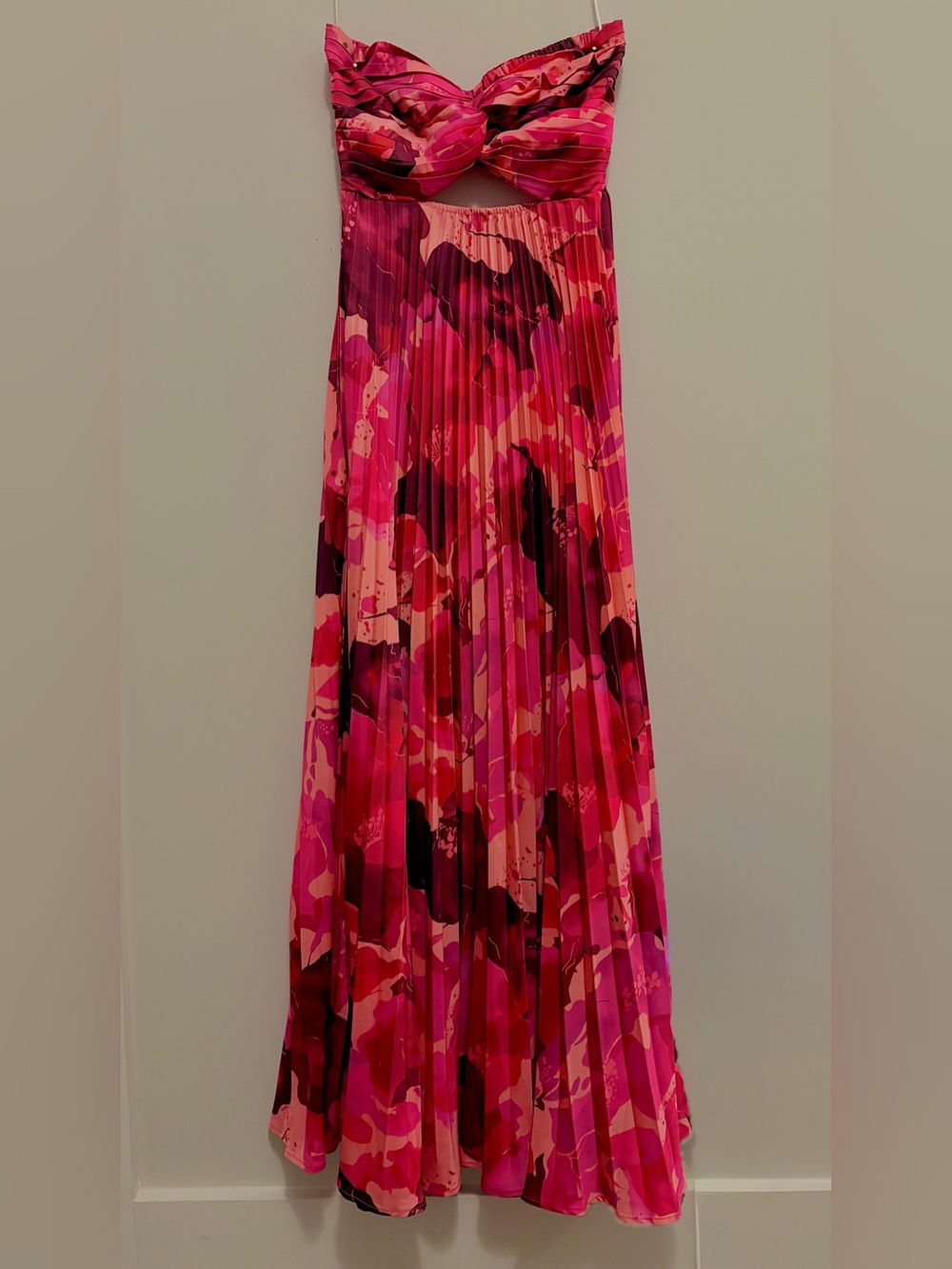 Hello Molly Strapless Floral Maxi Dress in Pink and Magenta